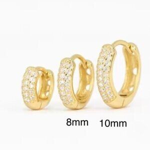 CZ "Diamond" Huggie Earrings 8mm or 10mm Chunky CZ Pave Huggies18K PRETTY